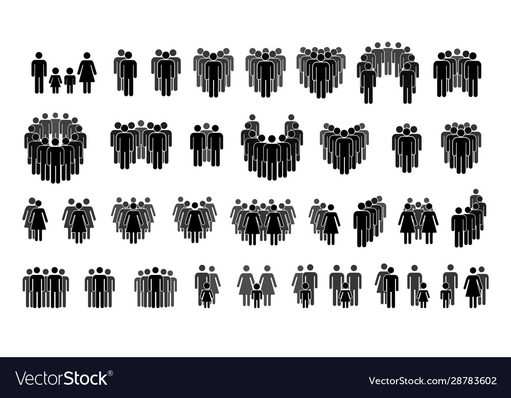 Set different crowd silhouettes with simple vector image Set different crowd silhouettes with simple