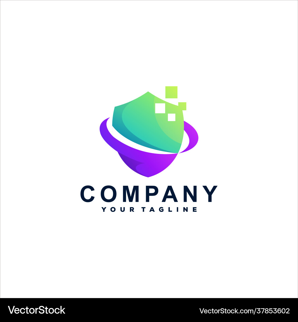 Shield color gradient logo design Royalty Free Vector Image
