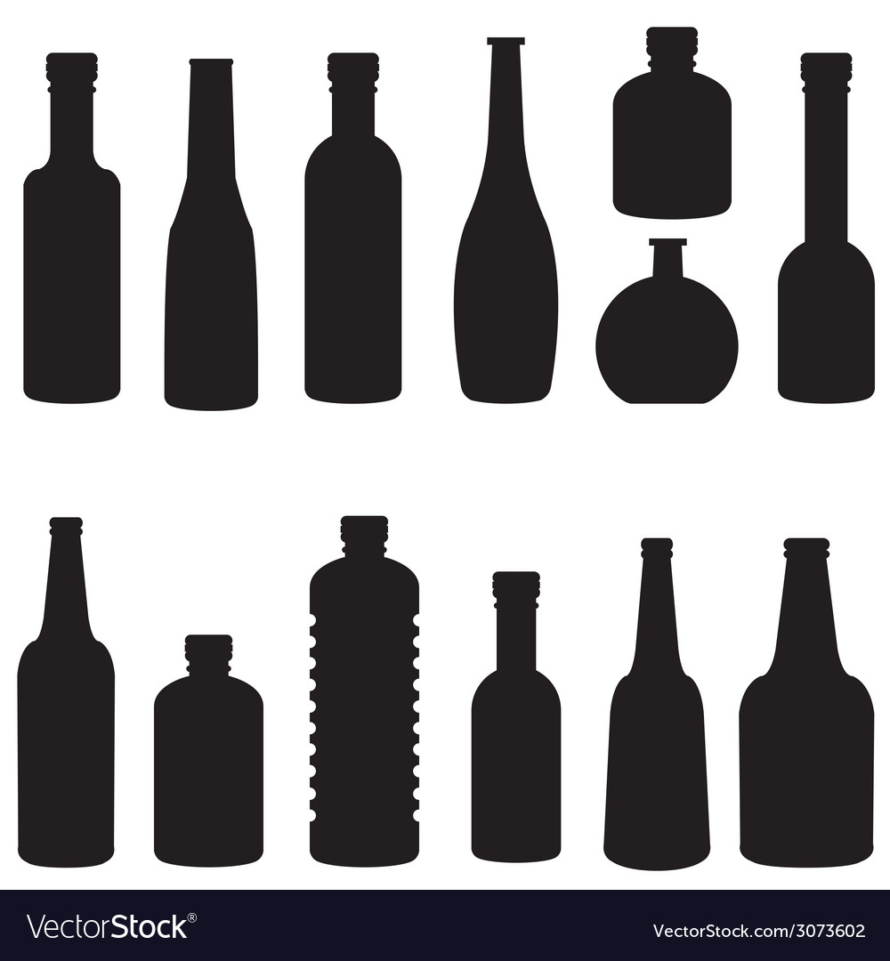 Silhouette Of Bottle Set Royalty Free Vector Image