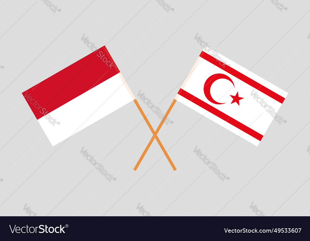 Gekreuzte Flaggen von Indonesien und Nordcyprus