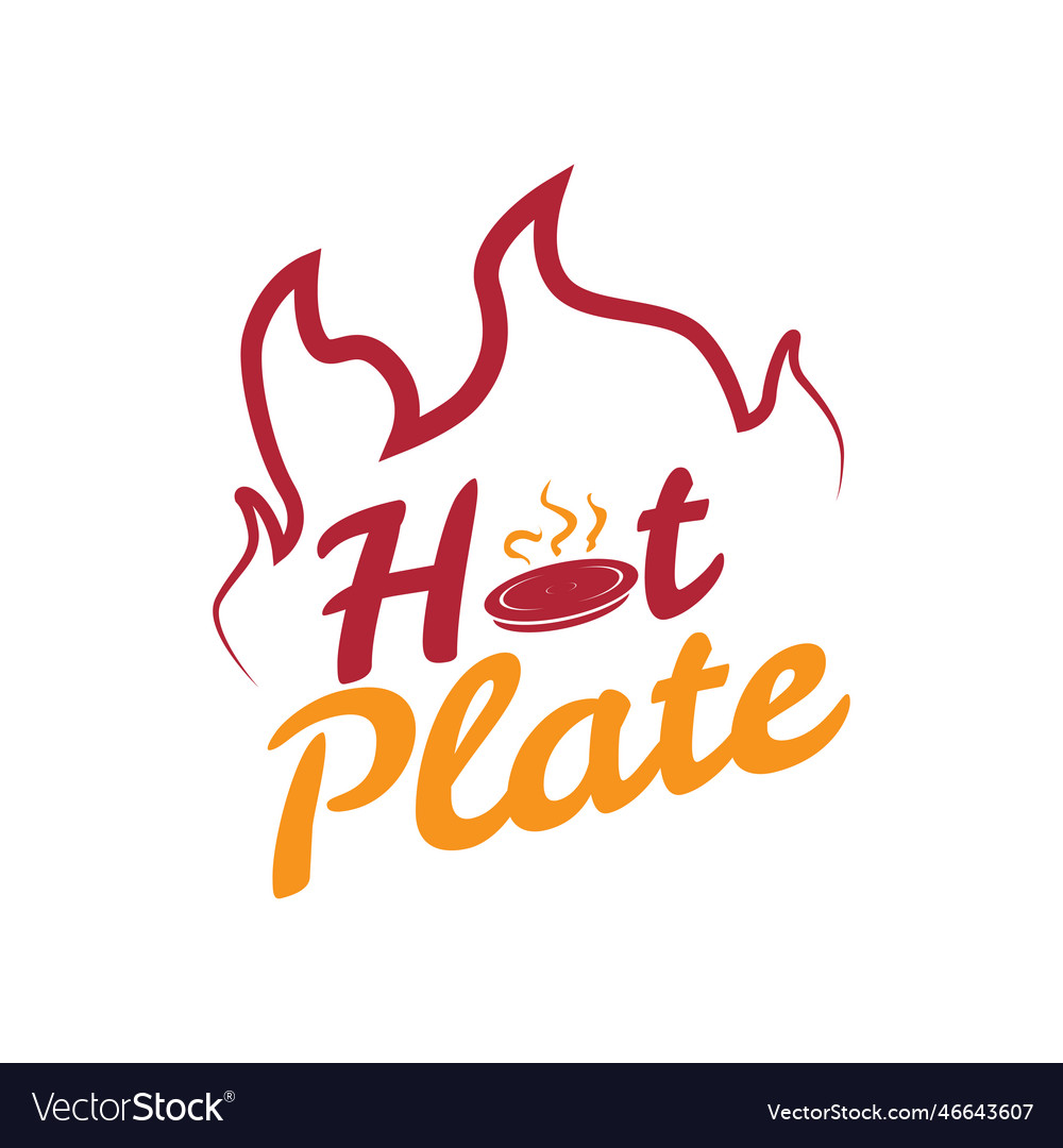 Hot plate logo restaurant Royalty Free Vector Image