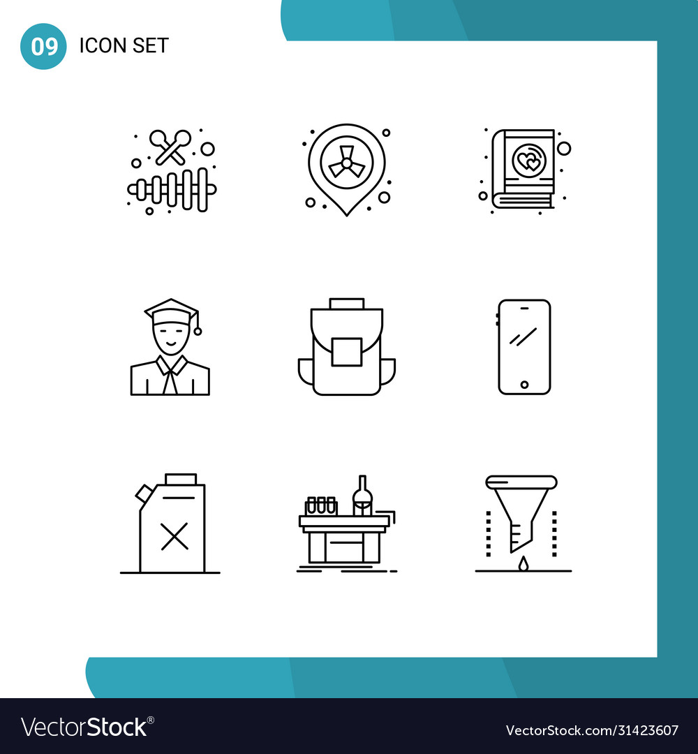 Mobile interface outline set 9 pictograms