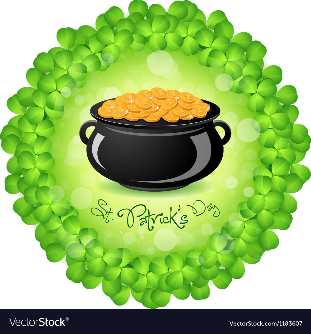 Patricks day cauldron with gold coins