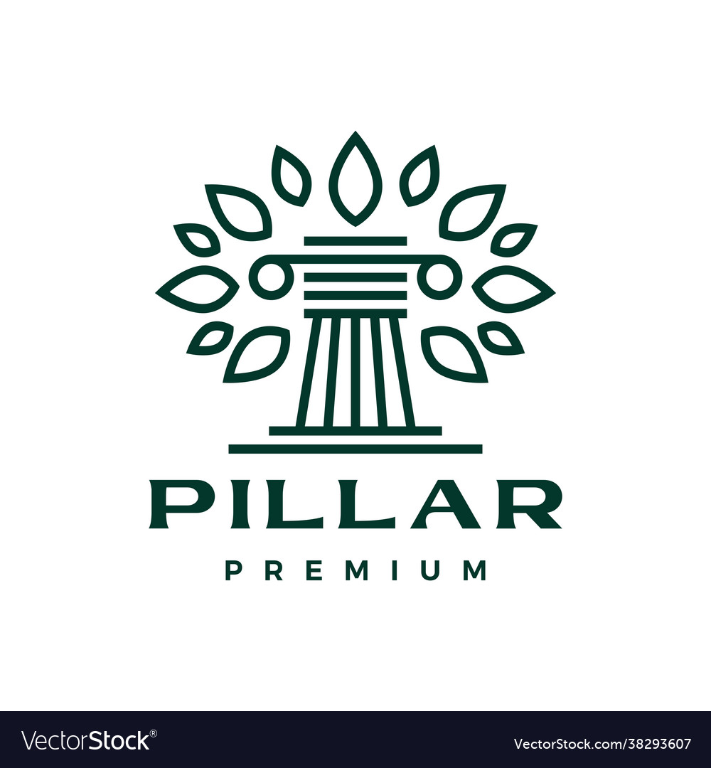 Pillar tree leaf amp column greek ionic logo icon