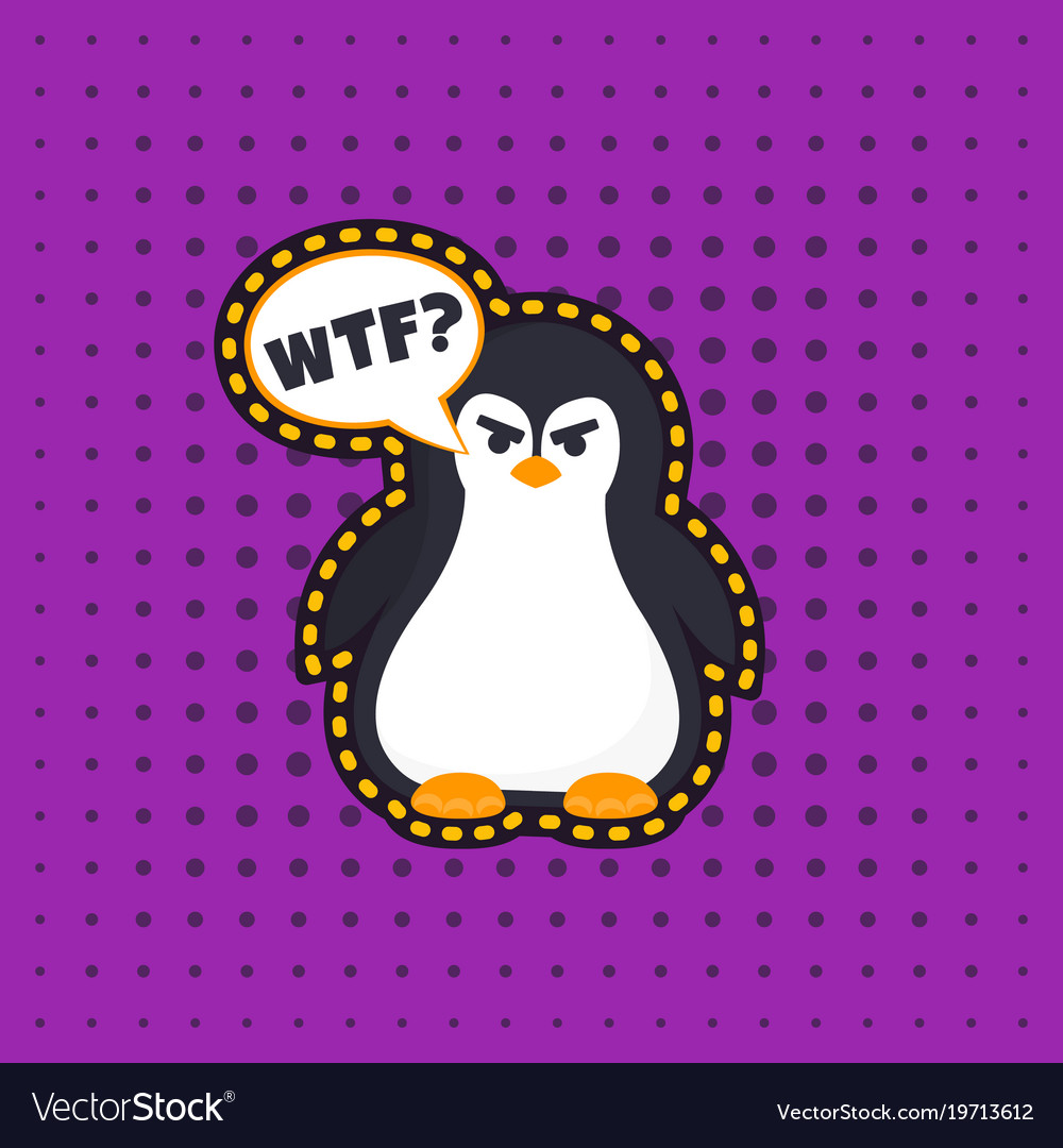 Angry pinguin sticker Royalty Free Vector Image