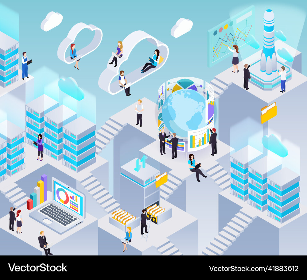 Big data isometric composition Royalty Free Vector Image