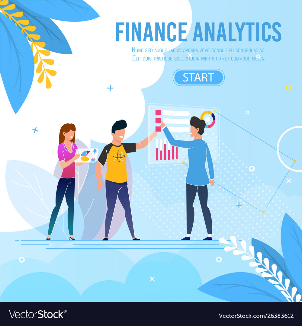 Business Team Performing Finance Analytics Banner Vector Image