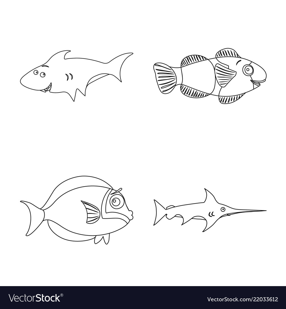 Design of sea and animal icon set Royalty Free Vector Image