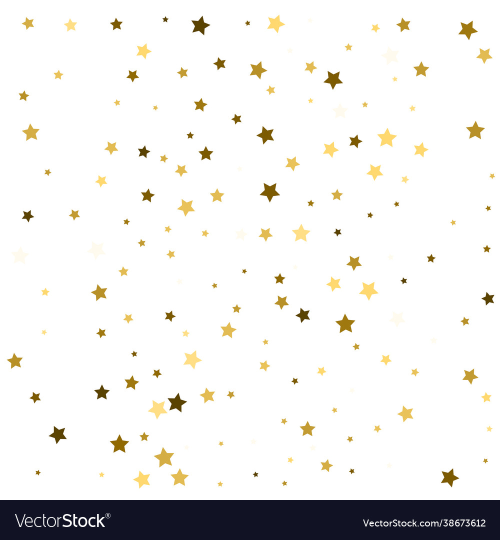 Gold stars falling confetti background Royalty Free Vector