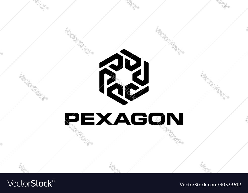 Letter p with hexagon logo design concept