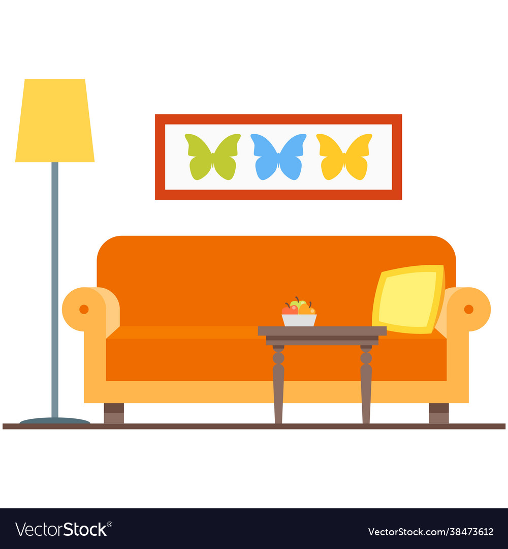 Living room design interior isolated Royalty Free Vector
