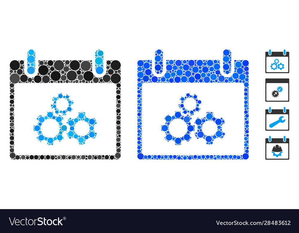 Mechanics gears calendar day mosaic icon