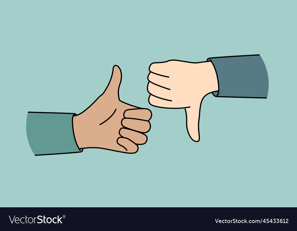 People hands showing thumb up and down