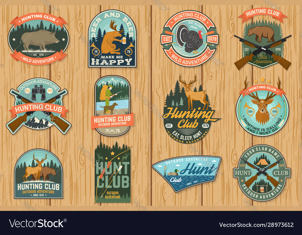 Set hunting club badge concept vector image Set hunting club badge concept