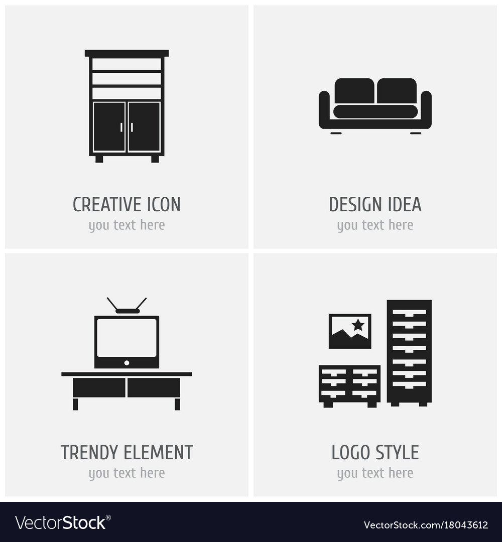 Set of 4 editable furnishings icons includes