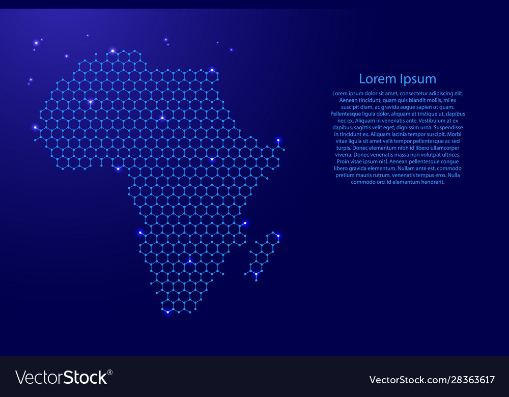 Africa mainland map from futuristic hexagonal Vector Image