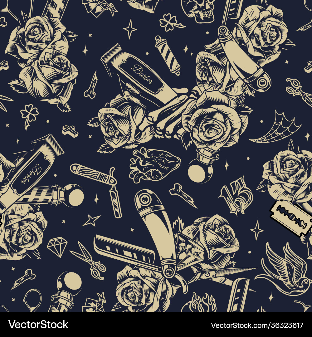 Barbershop vintage seamless pattern Royalty Free Vector