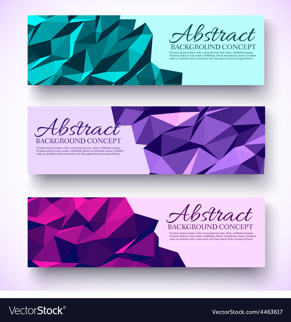 Bright colors set banners polygonal low poly