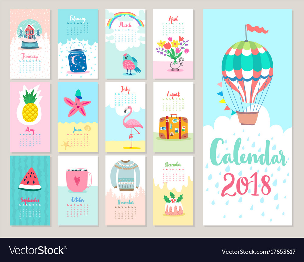 Calendar 2018 Royalty Free Vector Image - VectorStock