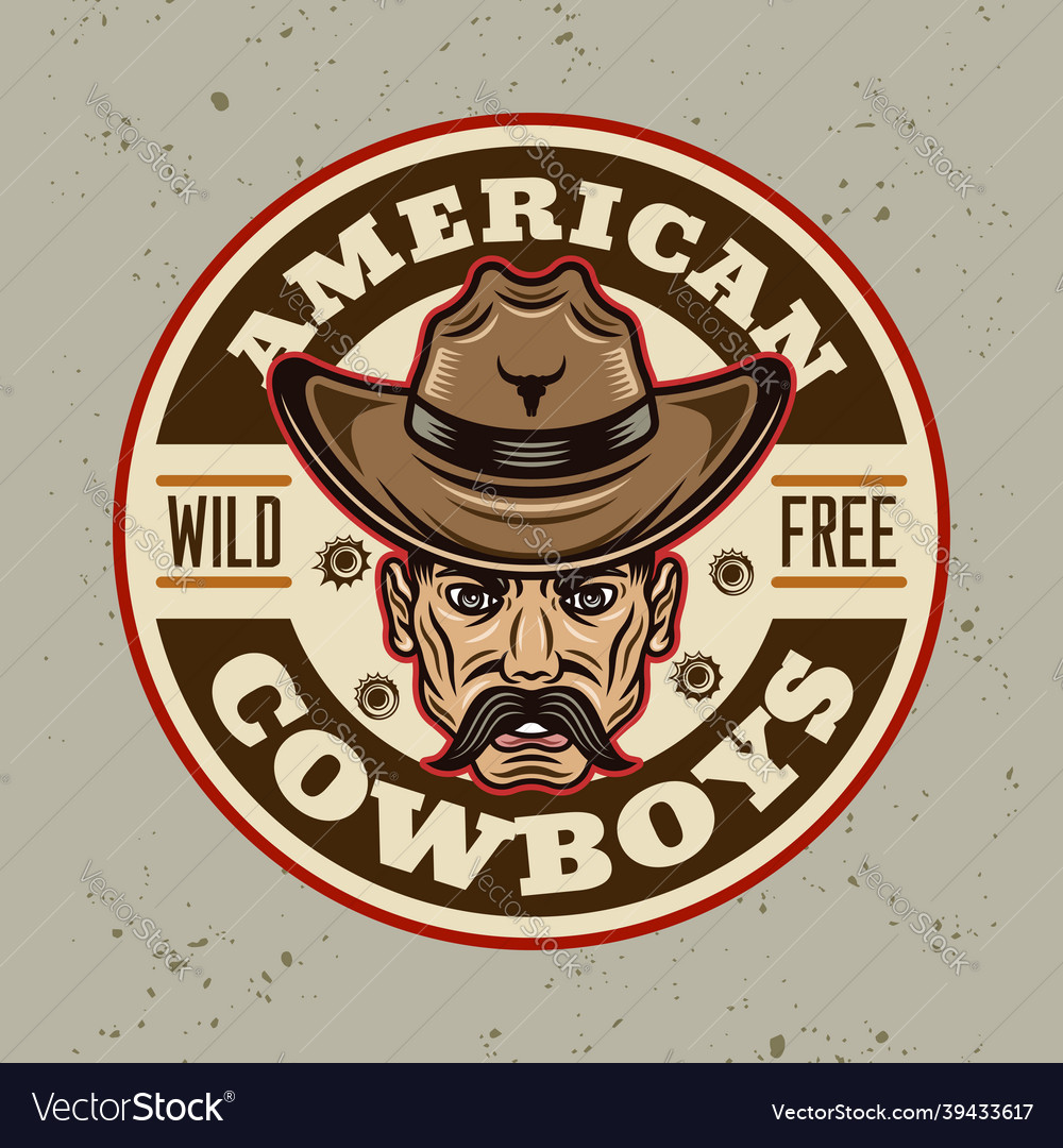 Cowboys vintage round emblem label badge vector image Cowboys vintage round emblem label badge