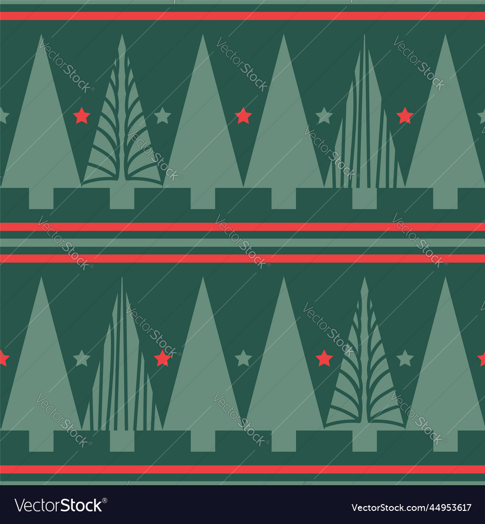 Geometric trees christmas seamless pattern