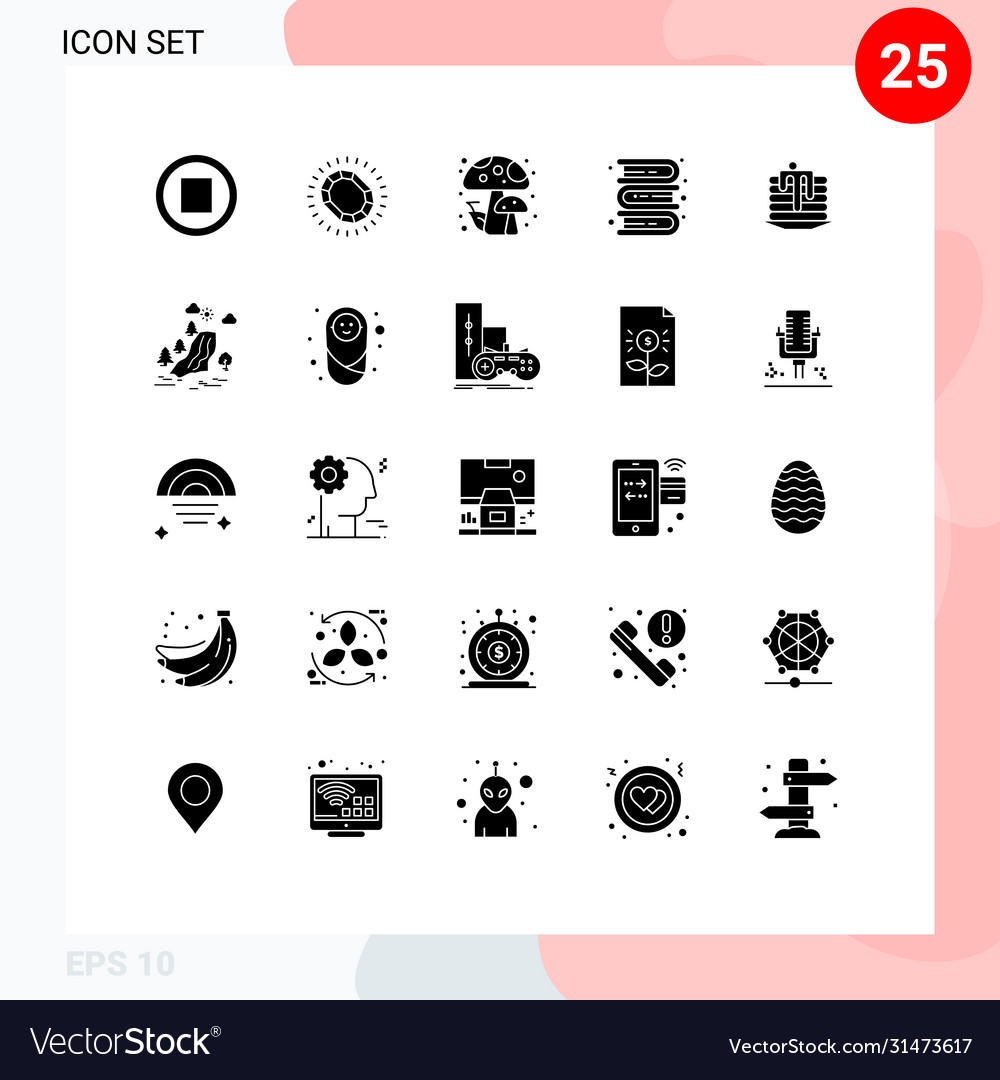 Pictograph set 25 simple solid glyphs