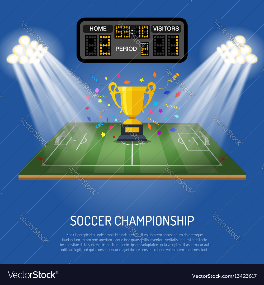 Soccer stadium with scoreboard Royalty Free Vector Image