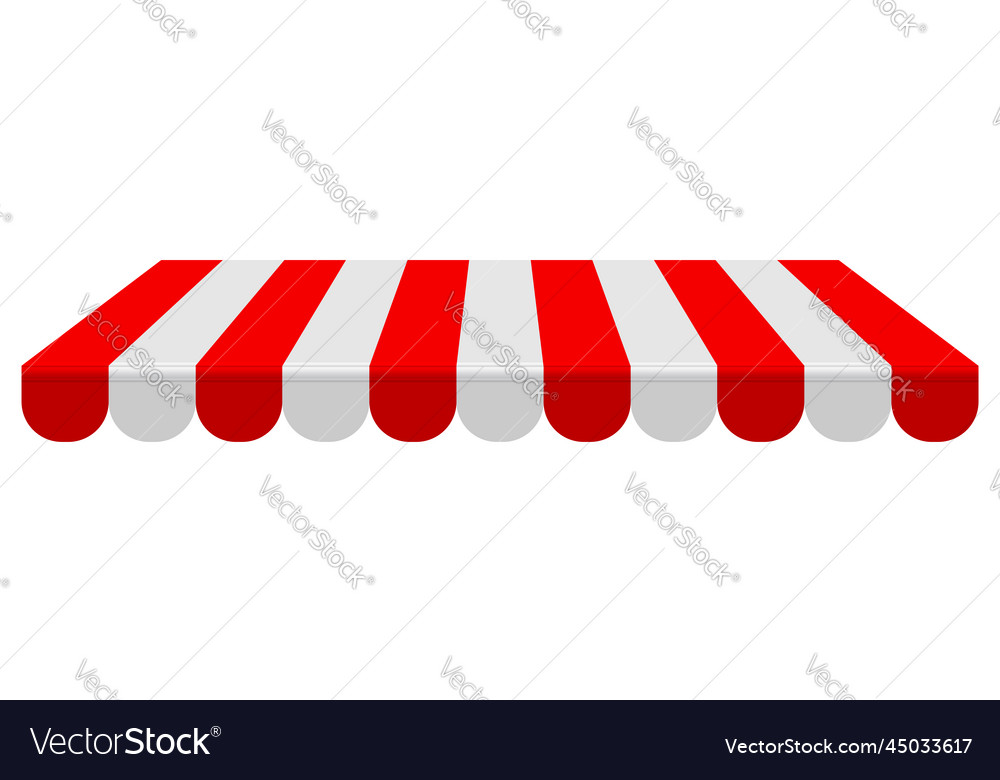 Striped red awning 3d realistic isolated on white