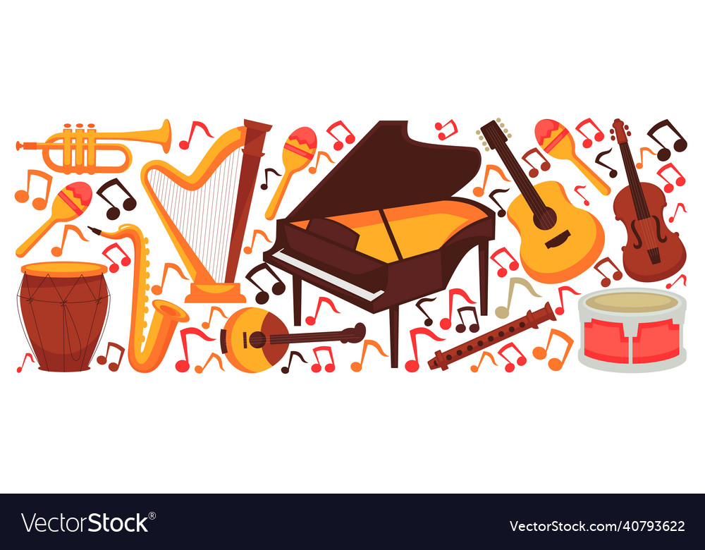 Classic musical instruments piano and saxophone Vector Image