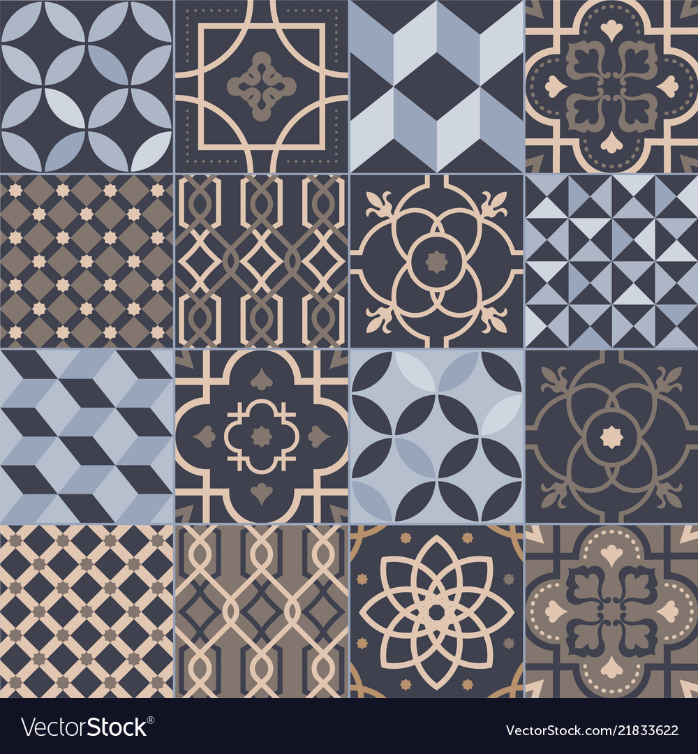 Collection Of Square Ceramic Tiles With Various Vector Image Ceramic Tiles With Various Vector Image