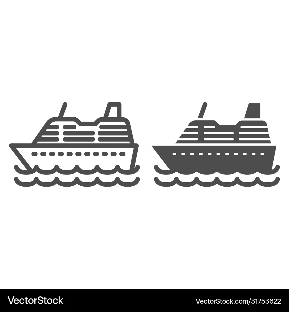 Cruise ship line and solid icon ocean concept Vector Image