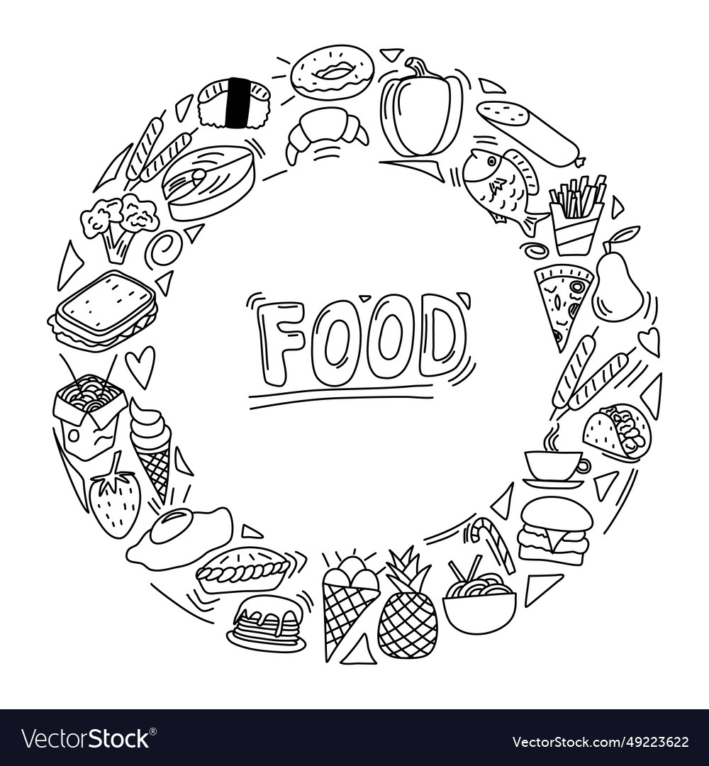 Food Doodle With Copy Space Royalty Free Vector Image