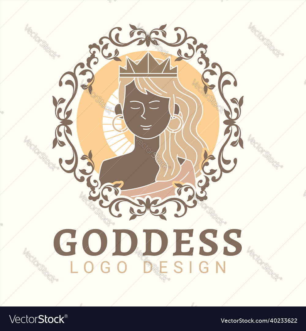 Goddess logo template flat design Royalty Free Vector Image