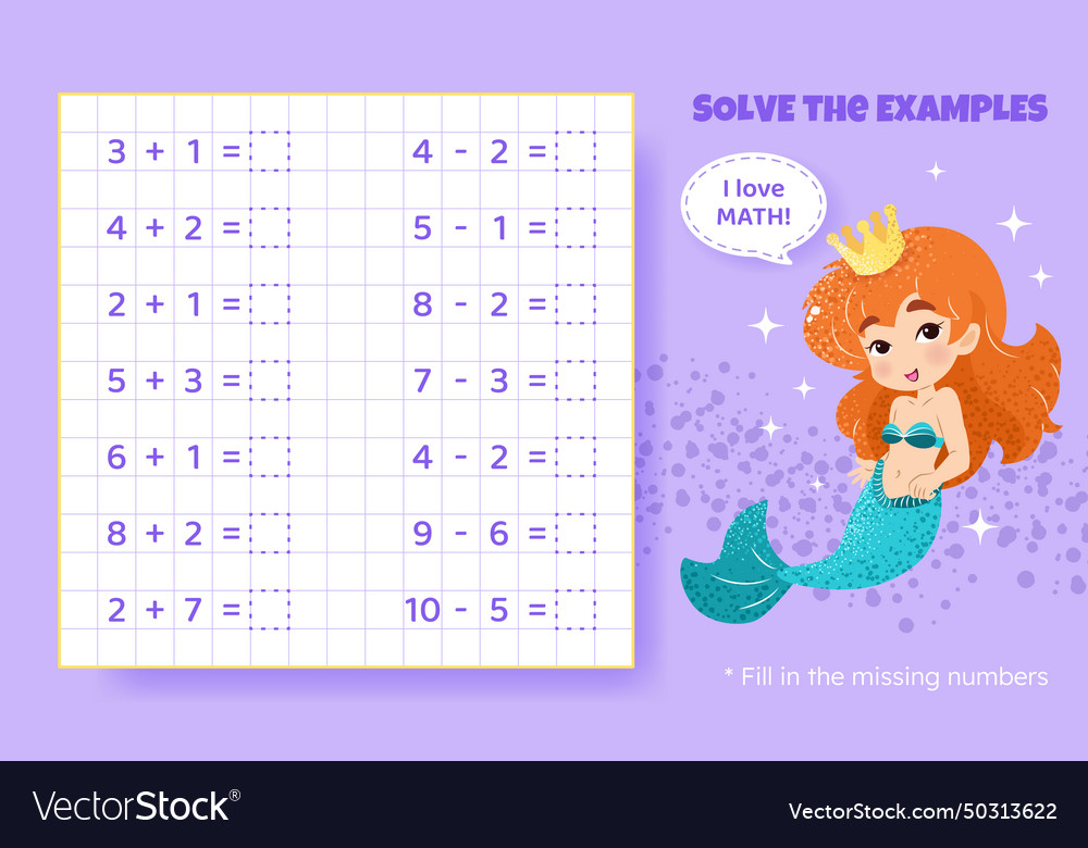 Math game for kids addition and subtraction Vector Image