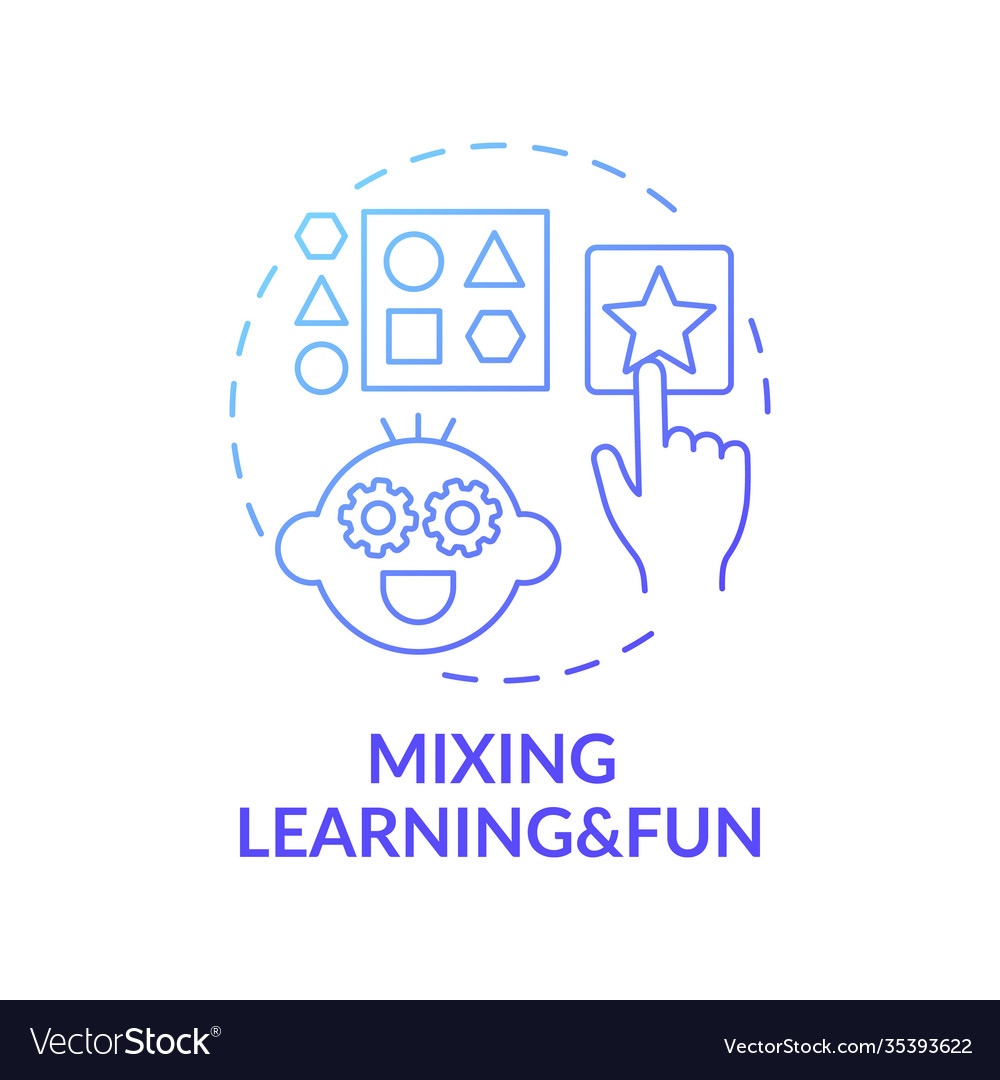 Mixing learning and fun blue gradient concept icon