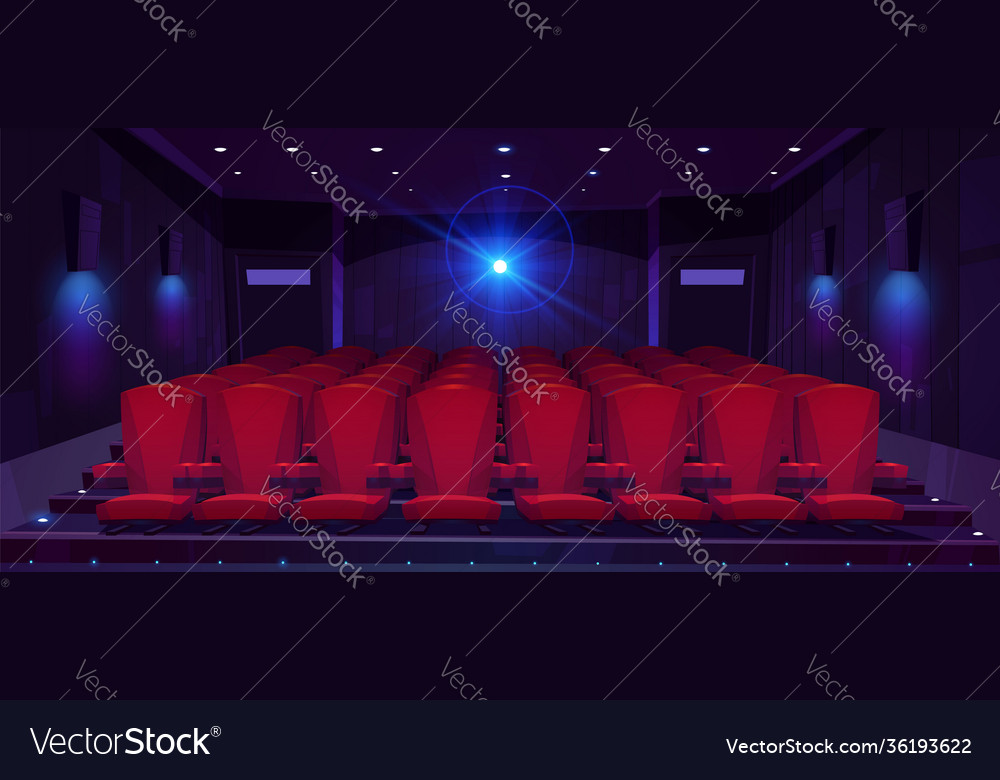 Movie theater hall with seat rows for audience Vector Image