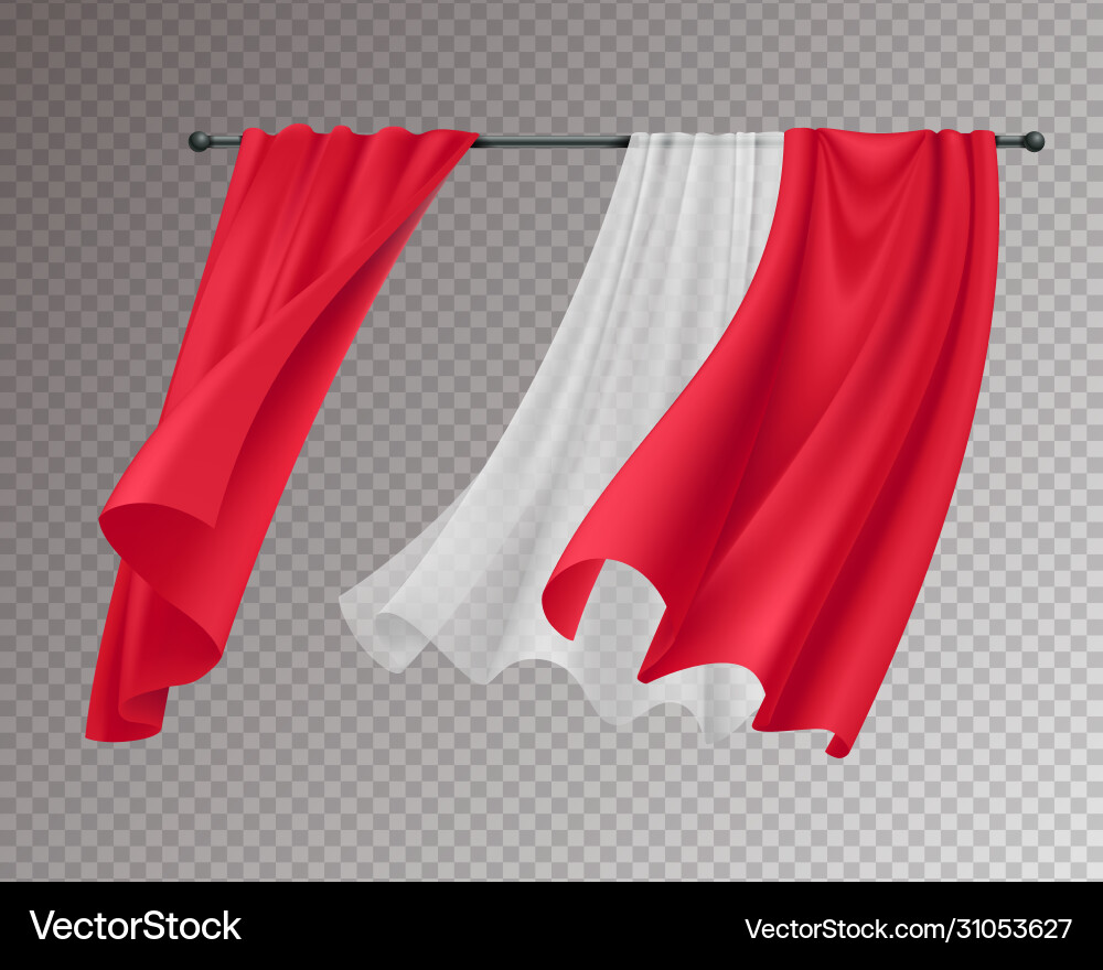 Billowing Curtains Realistic Composition Vector Image