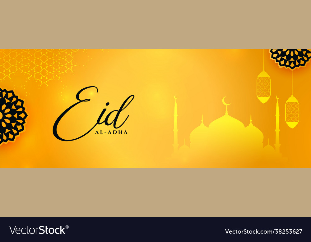 Elegante eid al adha gelb arabische Festivalbanner