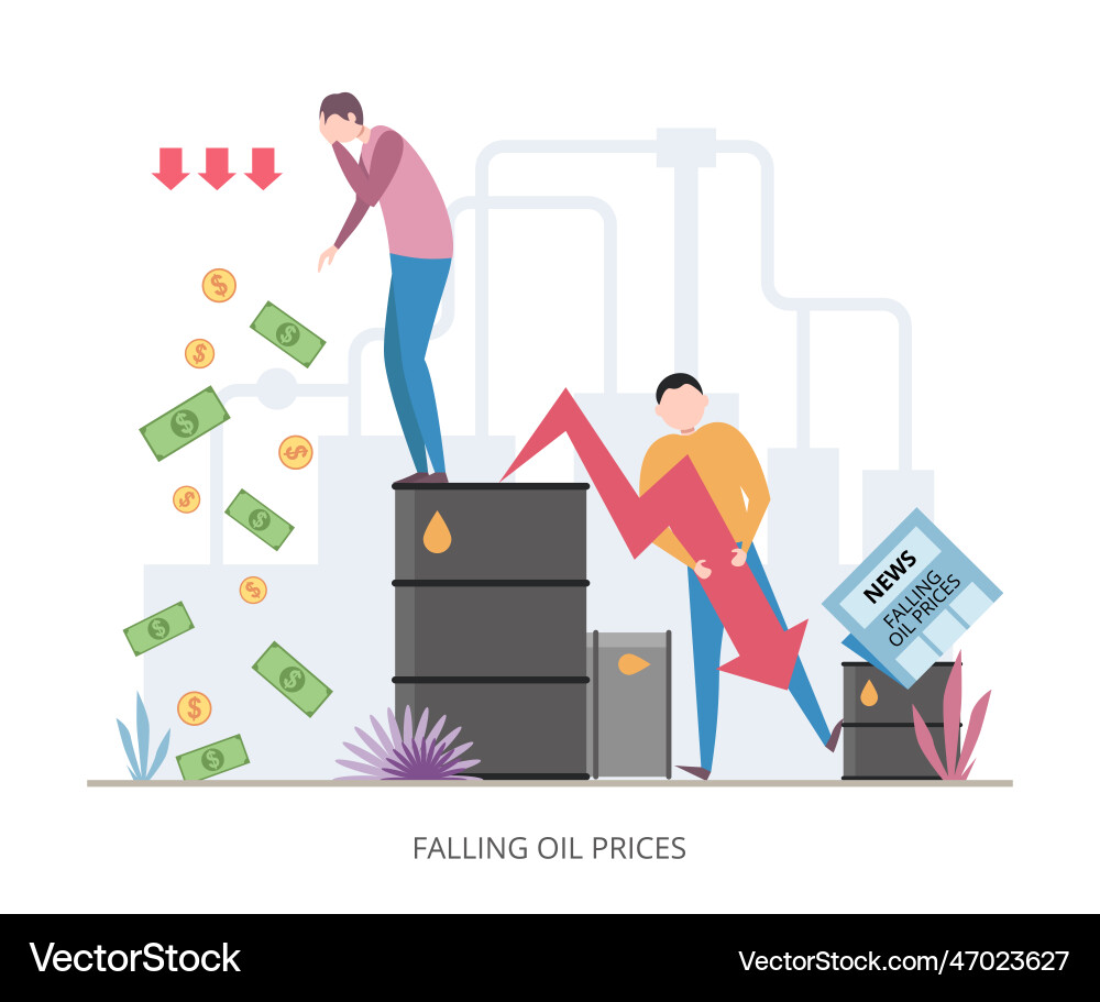 Falling oil prices concept Royalty Free Vector Image