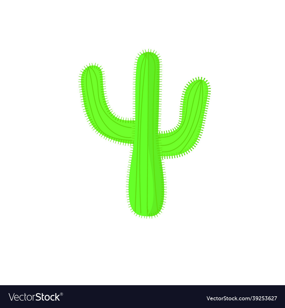 Hand drawn colored cactus with green barbs