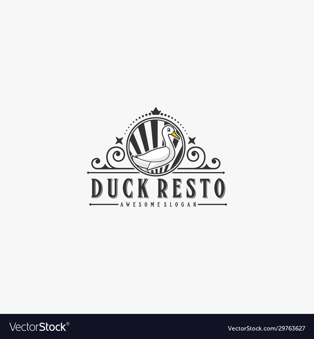 Logo duck restaurant vintage badge style Vector Image