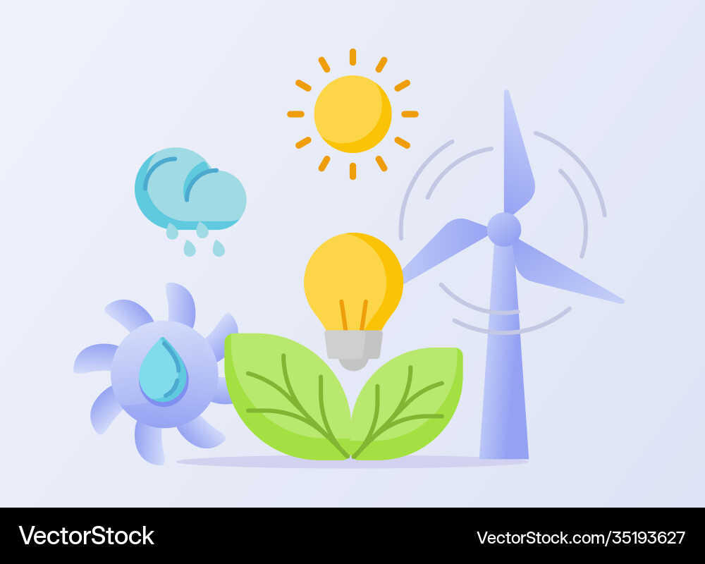 Power nature concept sun wind rain water Vector Image