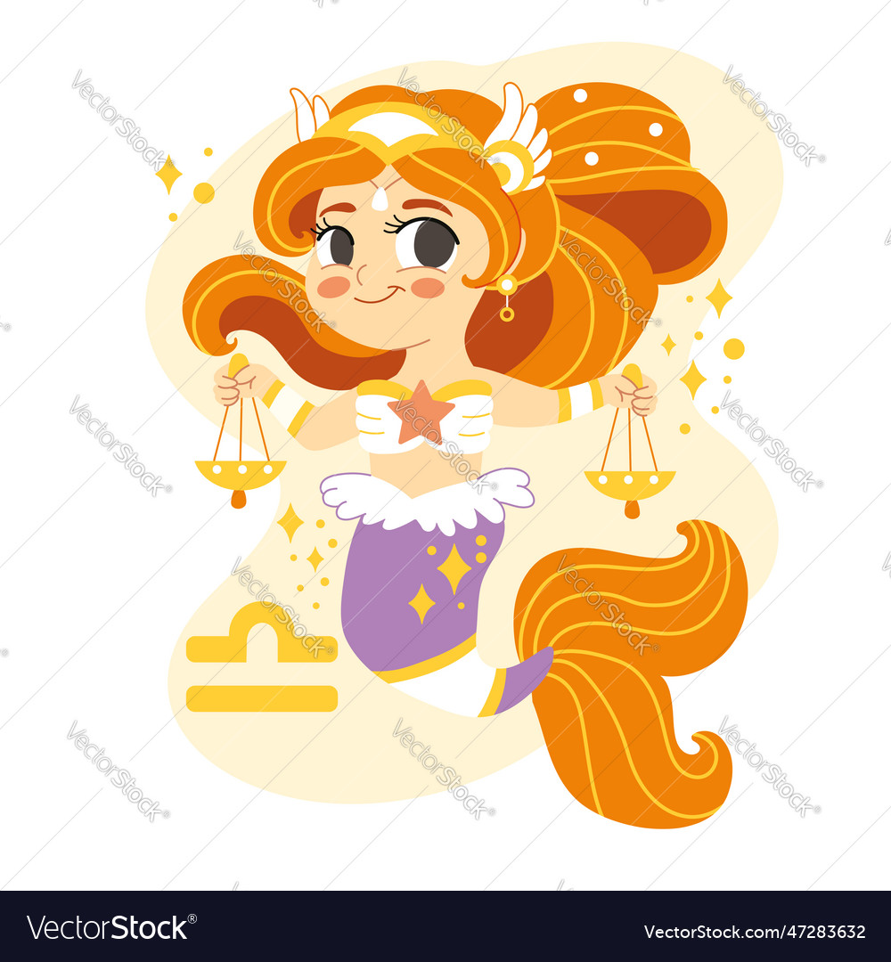 Cute cartoon mermaid with a scales Royalty Free Vector Image