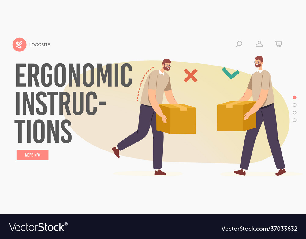 Ergonomic instructions landing page template Vector Image