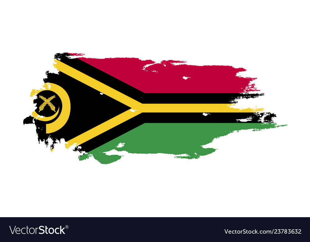 Grunge brush stroke with vanuatu national flag Vector Image