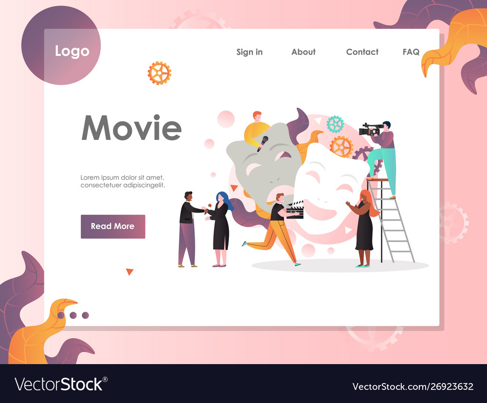 Movie website landing page design template Vector Image