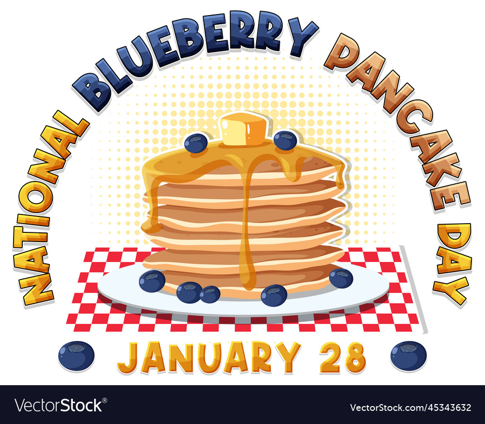 National blueberry pancake day banner Royalty Free Vector