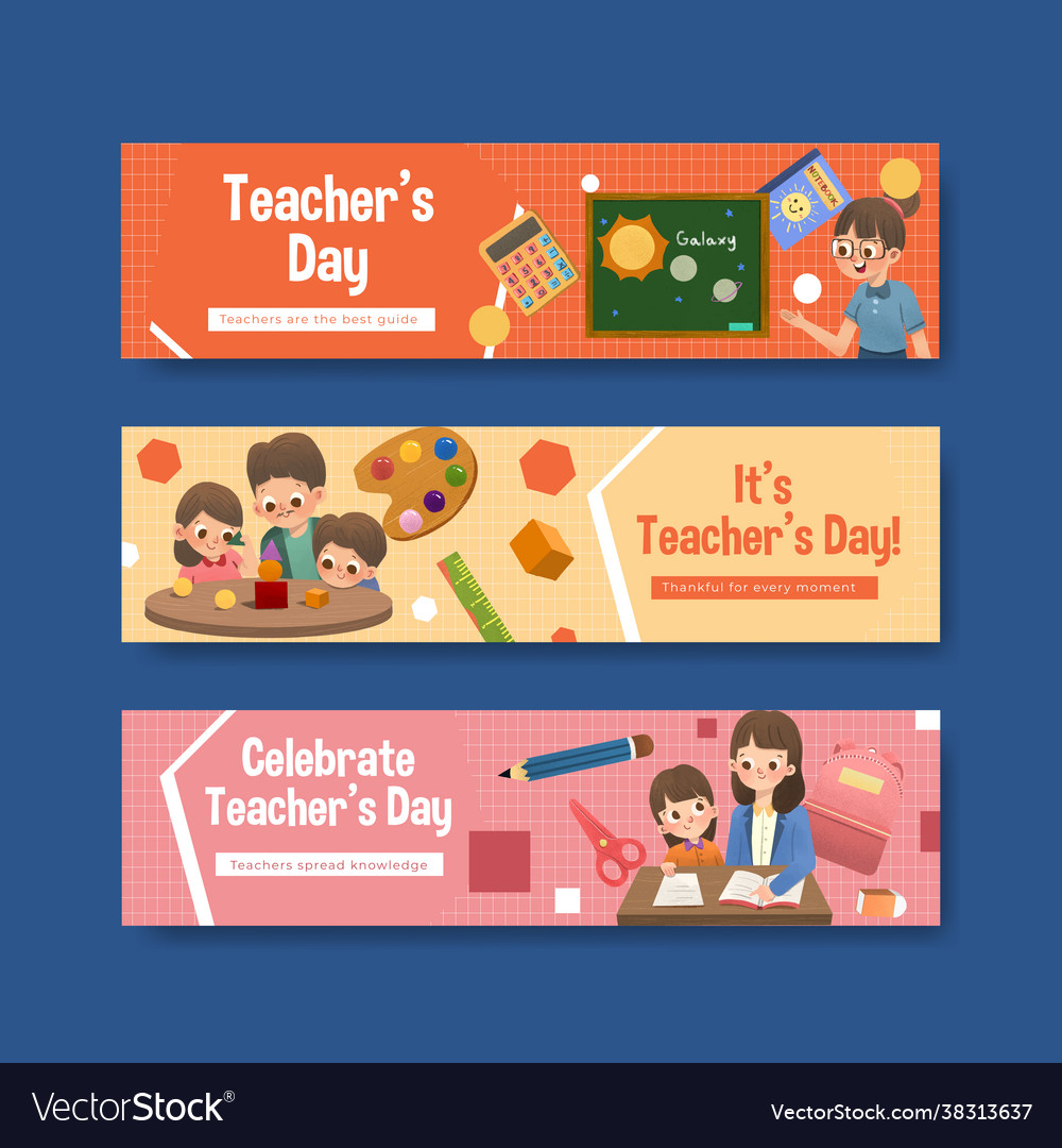 Banner template with teachers day concept design Vector Image