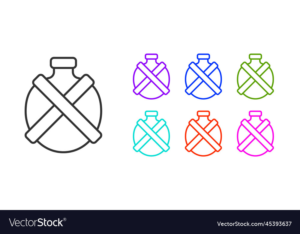 Black line canteen water bottle icon isolated