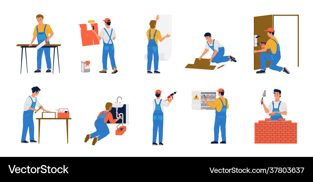 Home repair workers house maintenance Royalty Free Vector
